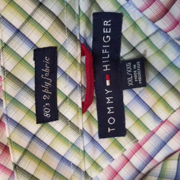 Tommy Hilfiger Button Up Short Sleeve 80's 2 Cotton Plaid Size XXL - Picture 7 of 15